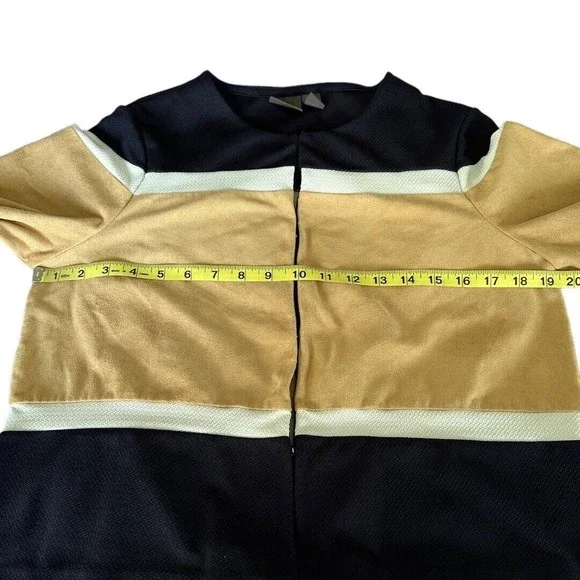 Chico’s Travelers Faux Suede Color Block Cardigan Size Small - Picture 7 of 11